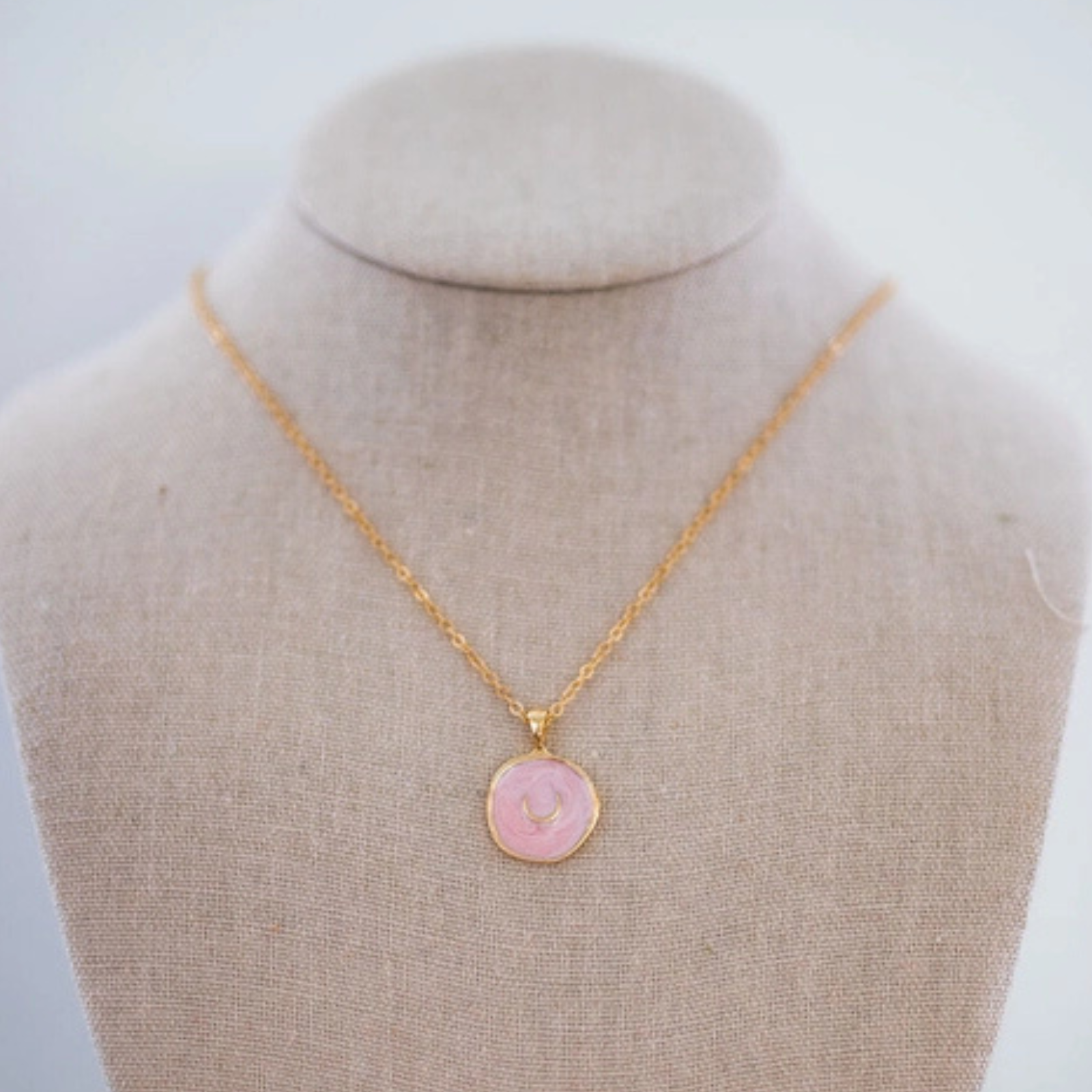 Bridle Up Hope Pink Horseshoe Pendant Necklace in Pink/Gold