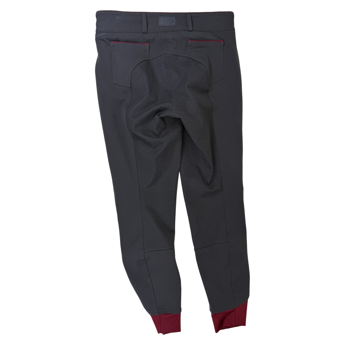 Dover Saddlery Wellesley Classic Piped Knee-Patch Breech in Grey/Burgundy