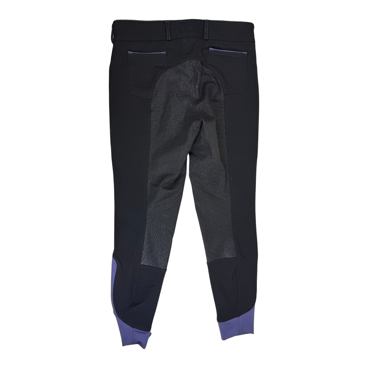 Dover Saddlery Wellesley Classic Piped Knee-Patch Breech in Black/Purple