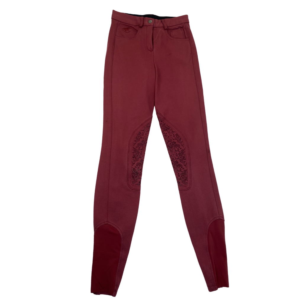 SmartPak 'Piper' Knit Knee Patch Breeches in Brick Red