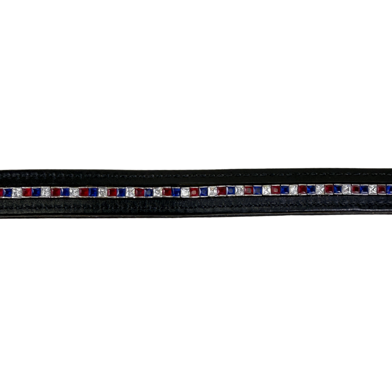 People On Horses Crystal Belt in Black/Red/Blue