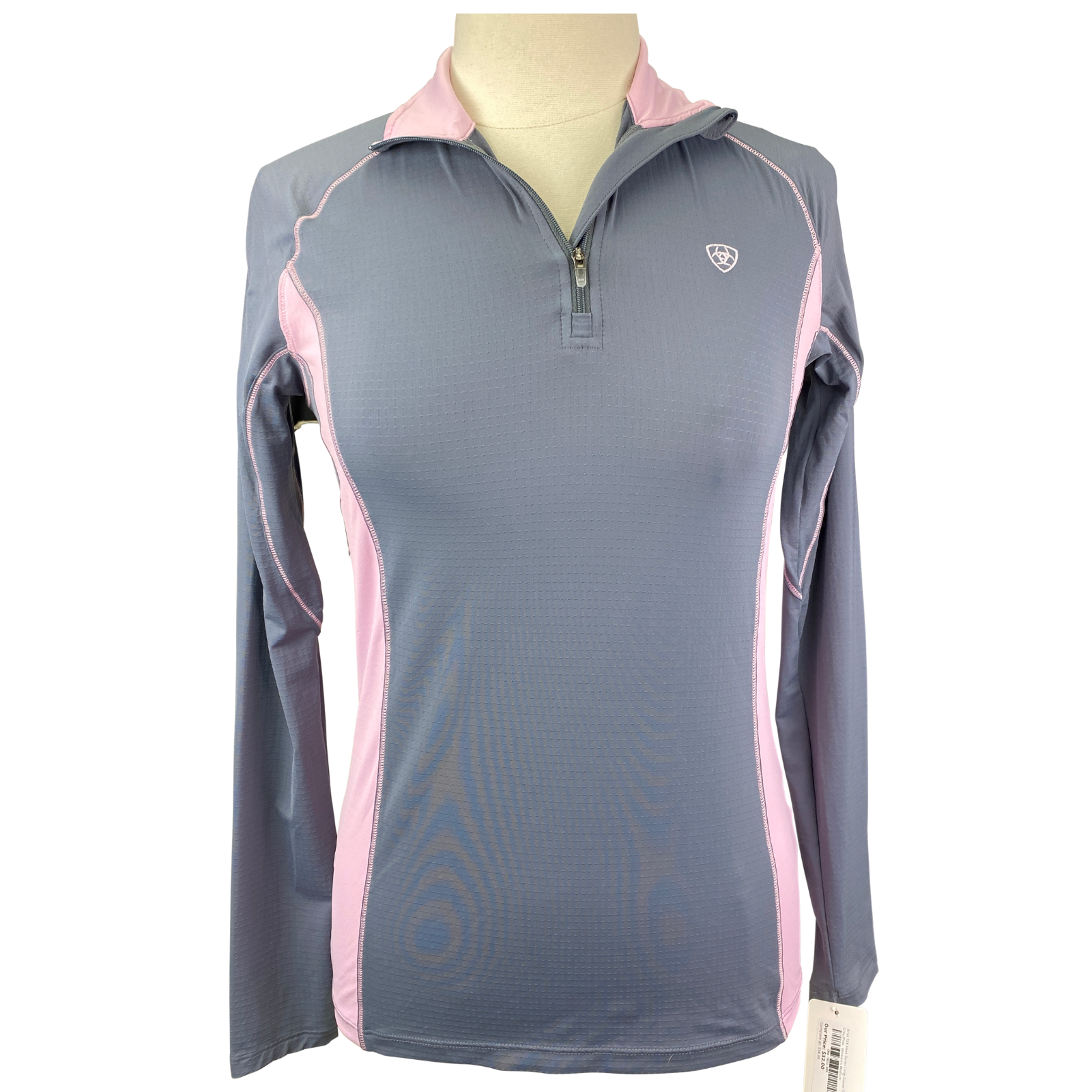 Ariat TEK Tri Factor 1/4 Zip Shirt in Grey/Pink