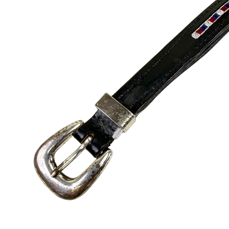 People On Horses Crystal Belt in Black/Red/Blue