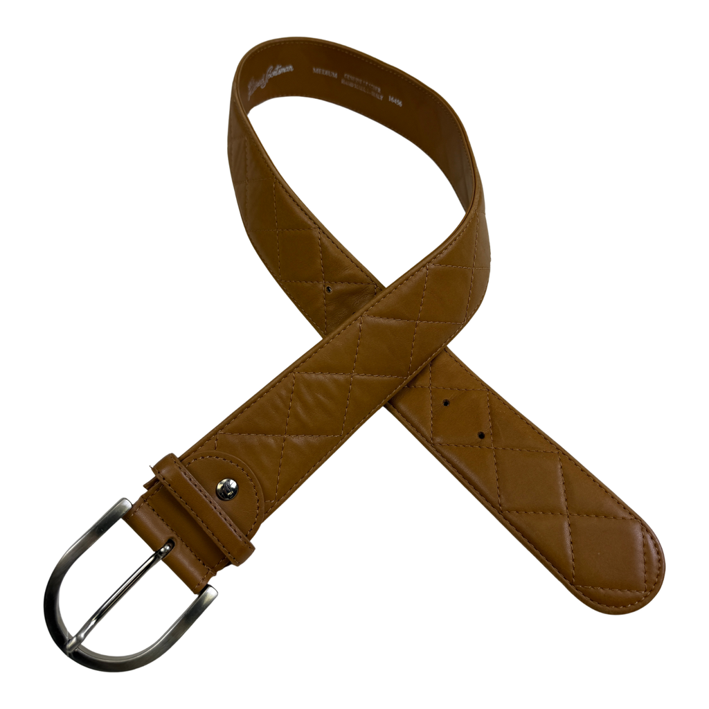 Tailored Sportsman Quilted Leather 'C' Belt in Pumpkin Seed