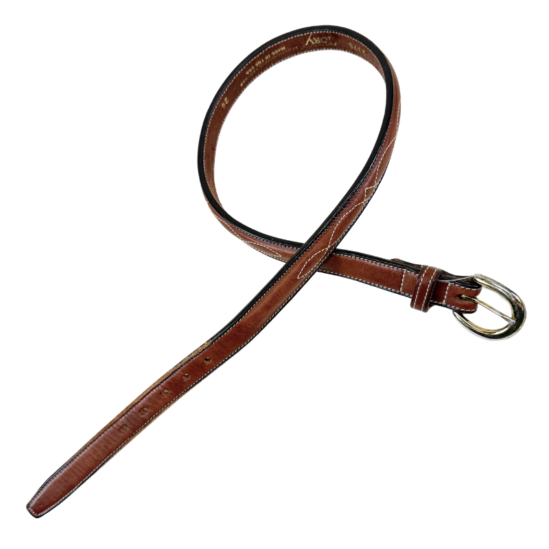 Tory Leather 3/4" Fancy Stitched Raised Belt in Chestnut