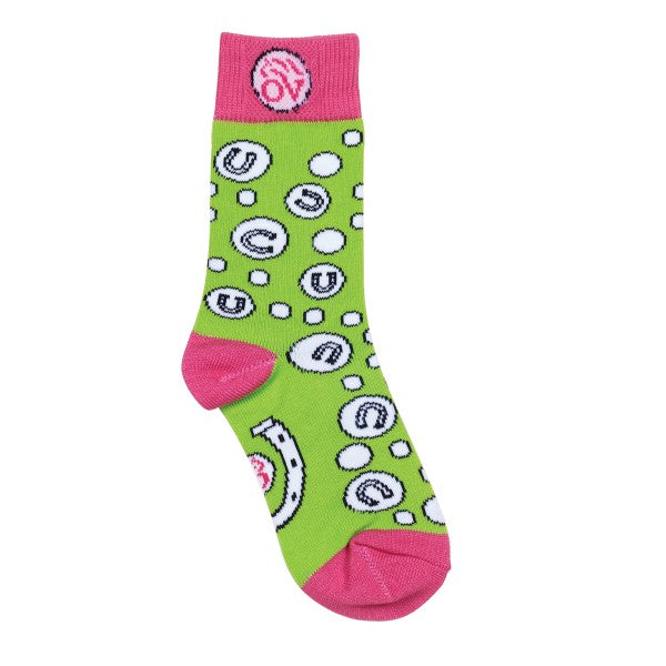 Ovation Kids &#39;Lucky&#39; Knee High Socks in Light Green/Hot Pink - Children&#39;s 7-9