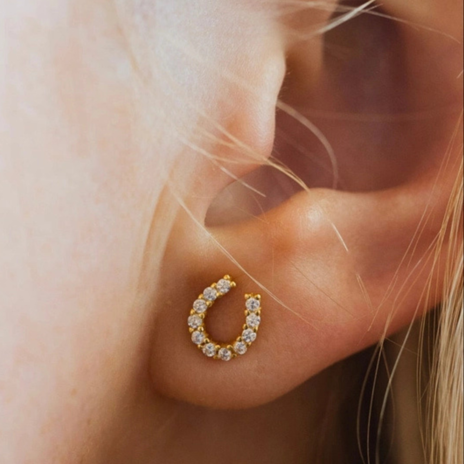 Bridle Up Hope Luxe Horseshoe Earrings in Yellow Gold