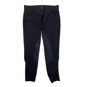 Front of Ovation 'Aqua-X' Silicone Knee Patch Breeches in Black