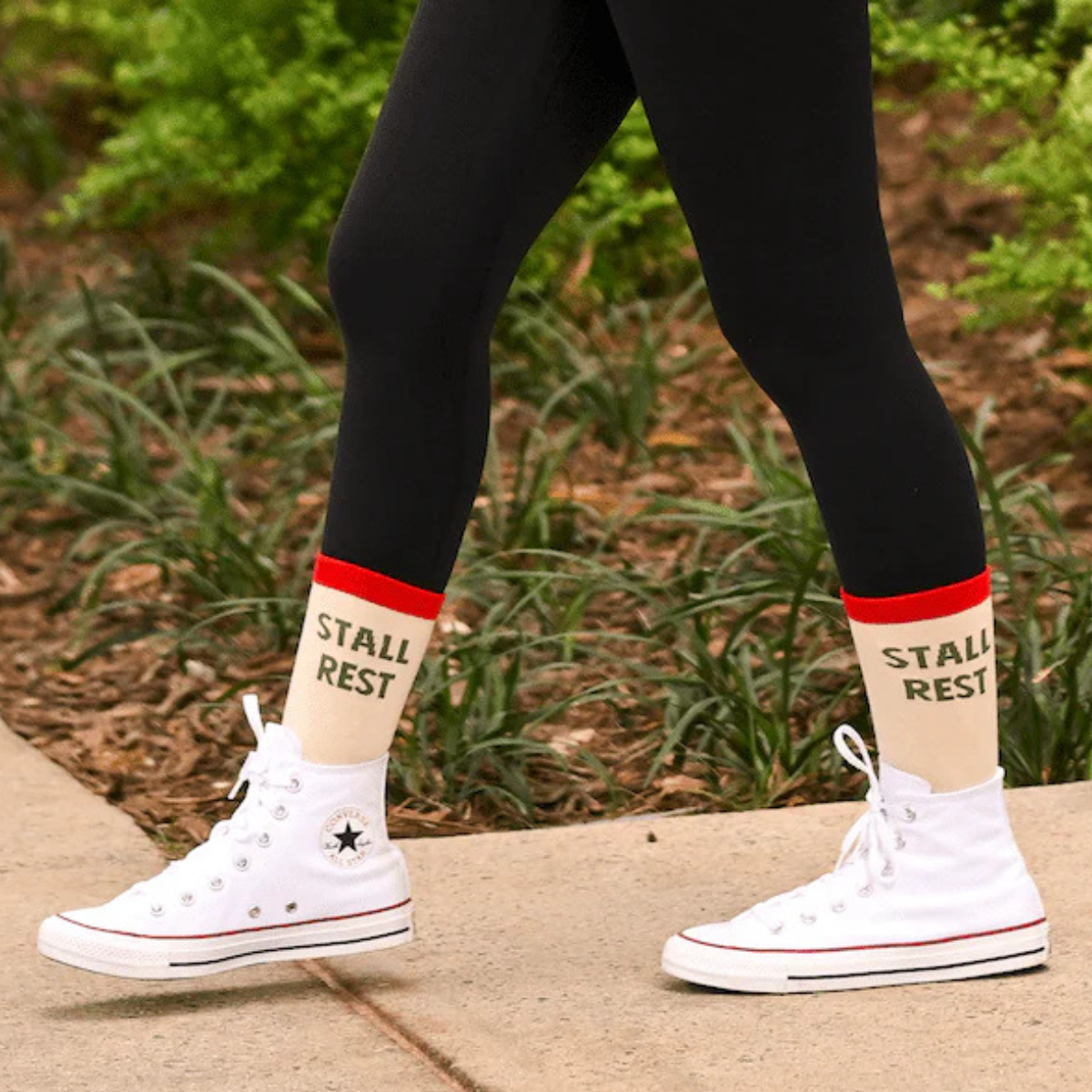Dreamers & Schemers 'Stall Rest' Boot Socks in Cream/Red