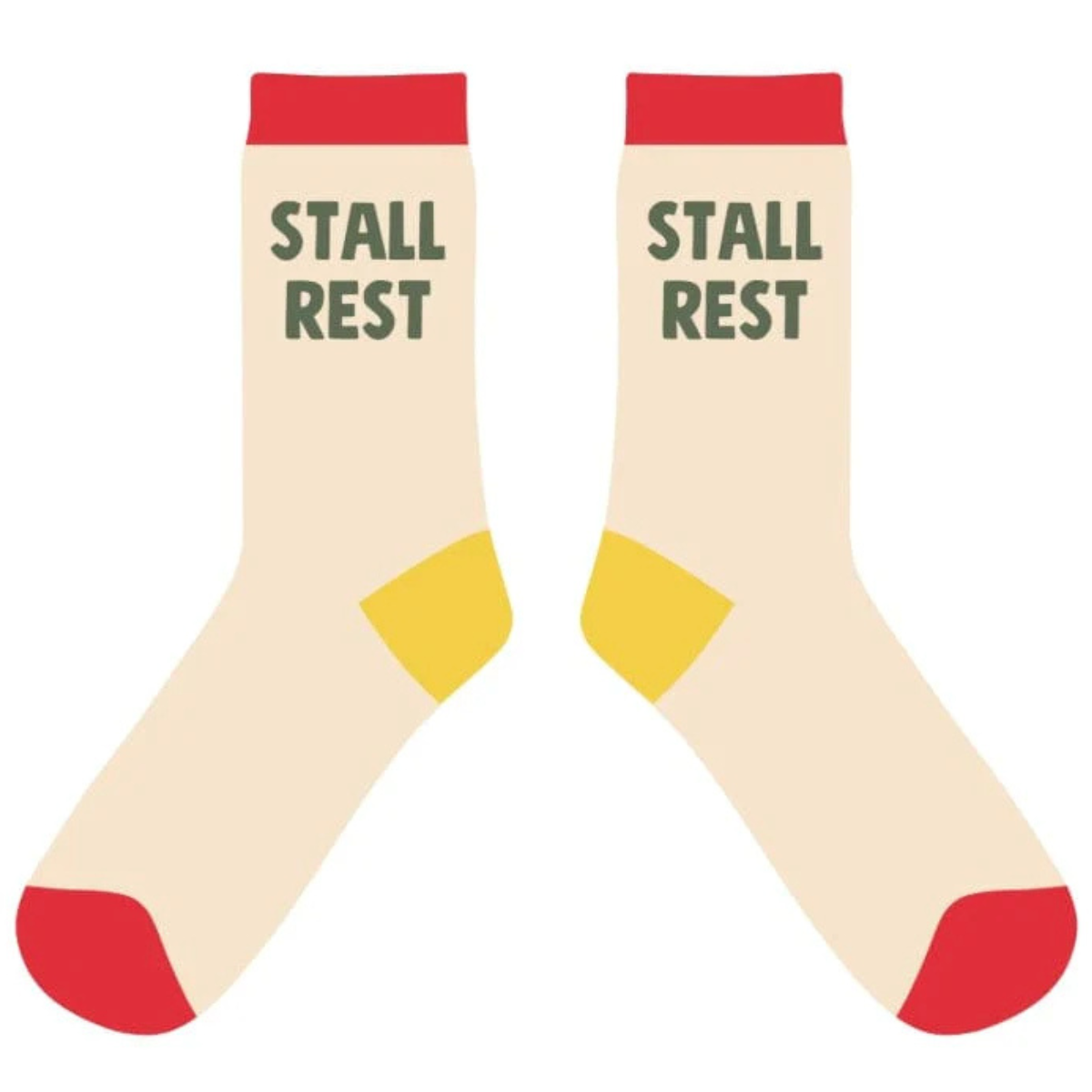 Dreamers & Schemers 'Stall Rest' Boot Socks in Cream/Red