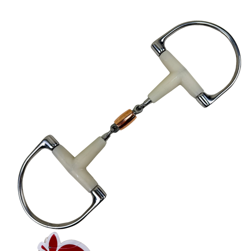 Happy Mouth Dee Ring Snaffle Bit w/ Copper Roller in Natural
