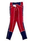 Back of Dover Saddlery 'Stride' Tech Tight in Red/Blue