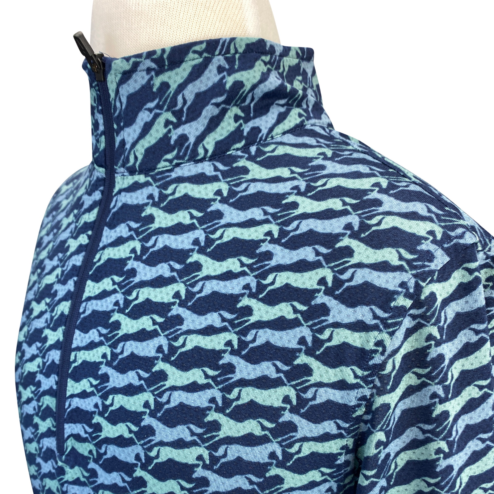 Kerrits Ice Fil Lite Long Sleeve in Navy Horses - Children&#39;s Large