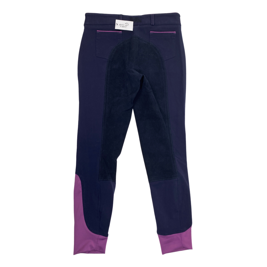 Back of Dover Saddlery 'Wellesley' Breech in Navy/Purple
