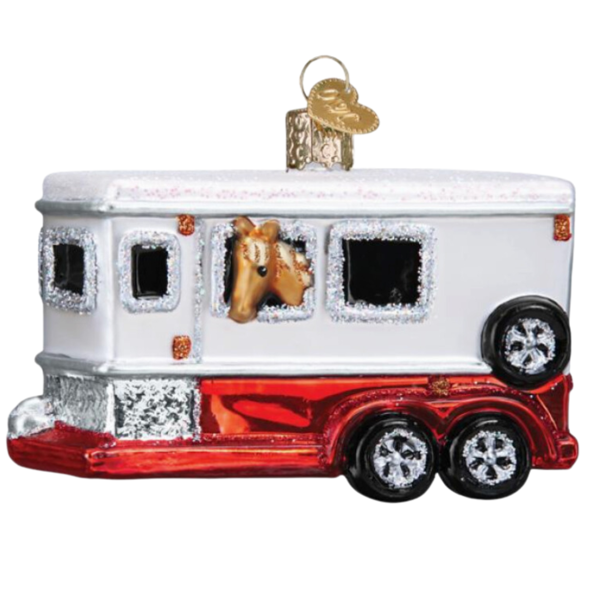 Kelly &amp;amp; Co. Glass Ornament in Horse Trailer
