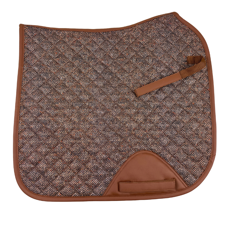 Sixteen Cypress Dressage Saddle Pad in Herringbone/Cognac
