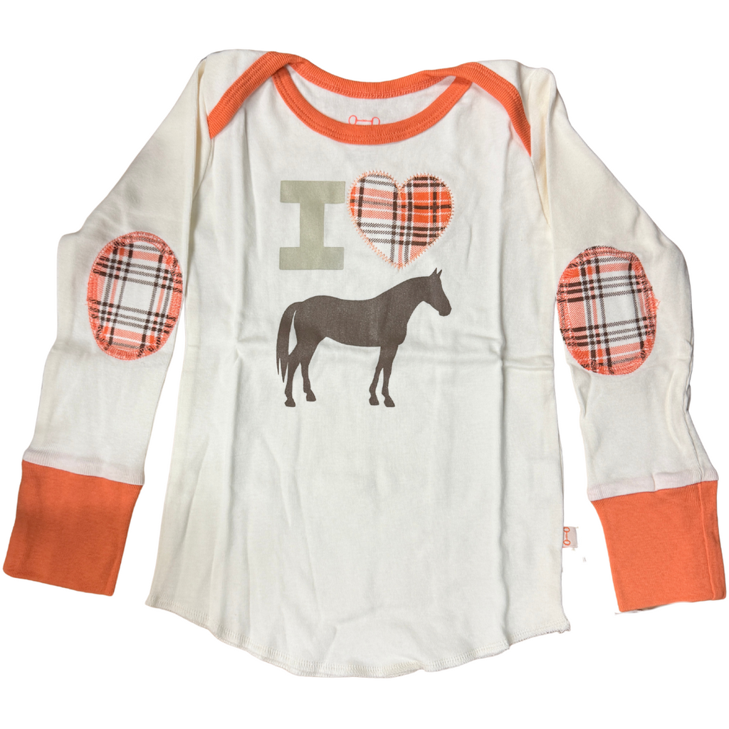 Mini Britches Long Sleeve 'I <3 Ponies' Shirt in Orange