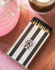 Stable Style Oversized Horseshoe Matches in Black & White Stripe
