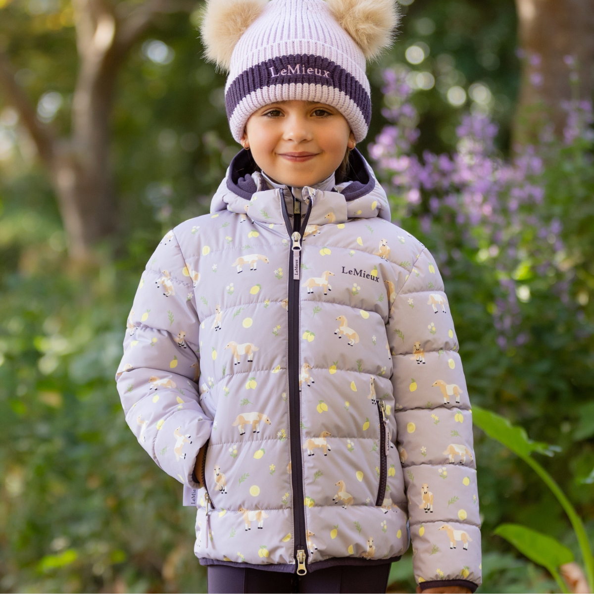 LeMieux Mini Printed 'Lilo' Puffer Jacket in Lilac