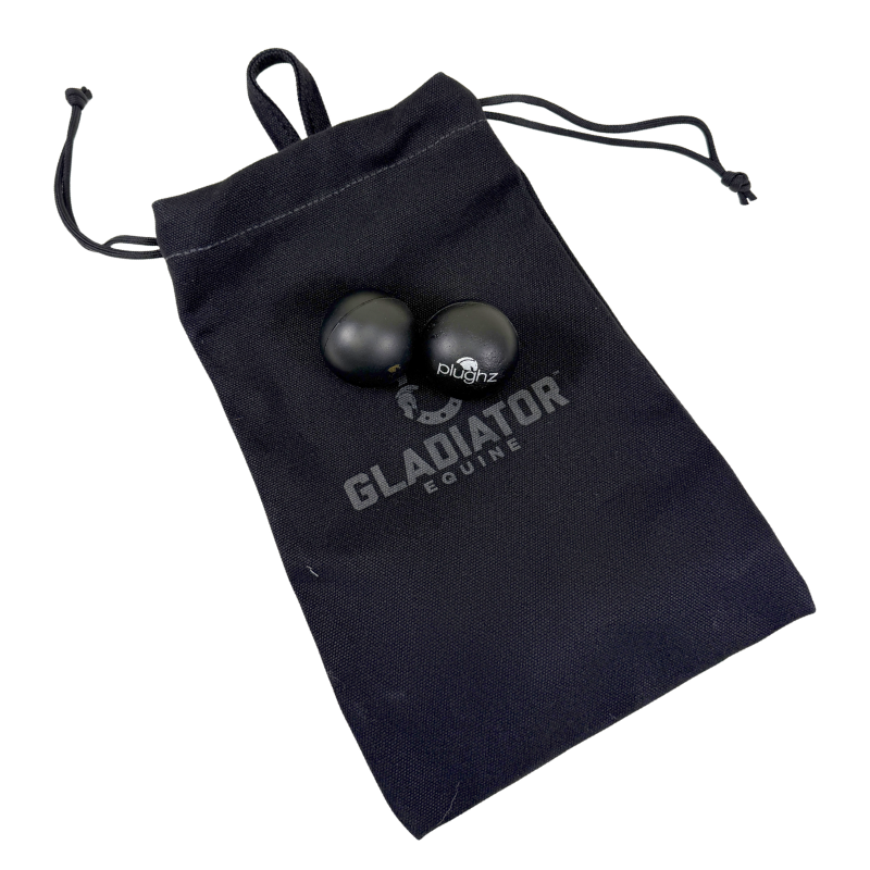 Plughz Powered by Gladiator Equine Ear Puffs in Black