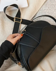 Saddle Shoulder Handbag in Black