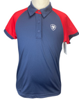 Front of AriatTEK Team 3.0 Polo Shirt in Navy/Red 