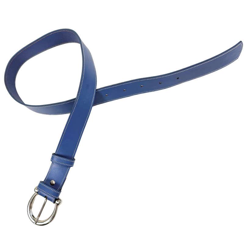 Leather Stitched Belts in French Blue