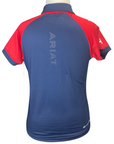 Back of AriatTEK Team 3.0 Polo Shirt in Navy/Red 