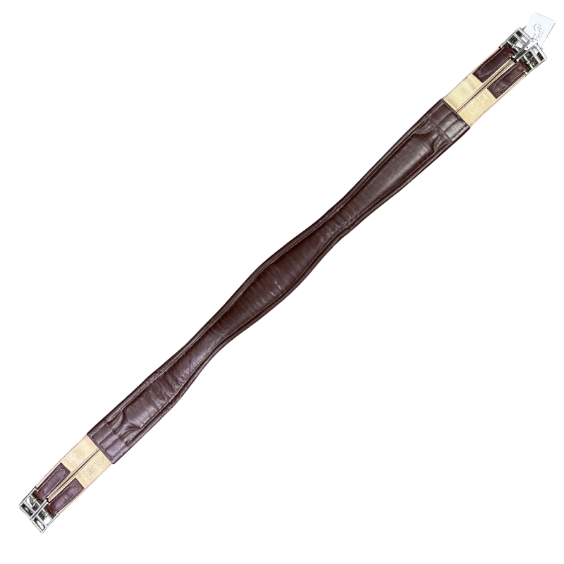 Fancy Stitched Leather Girth in Brown