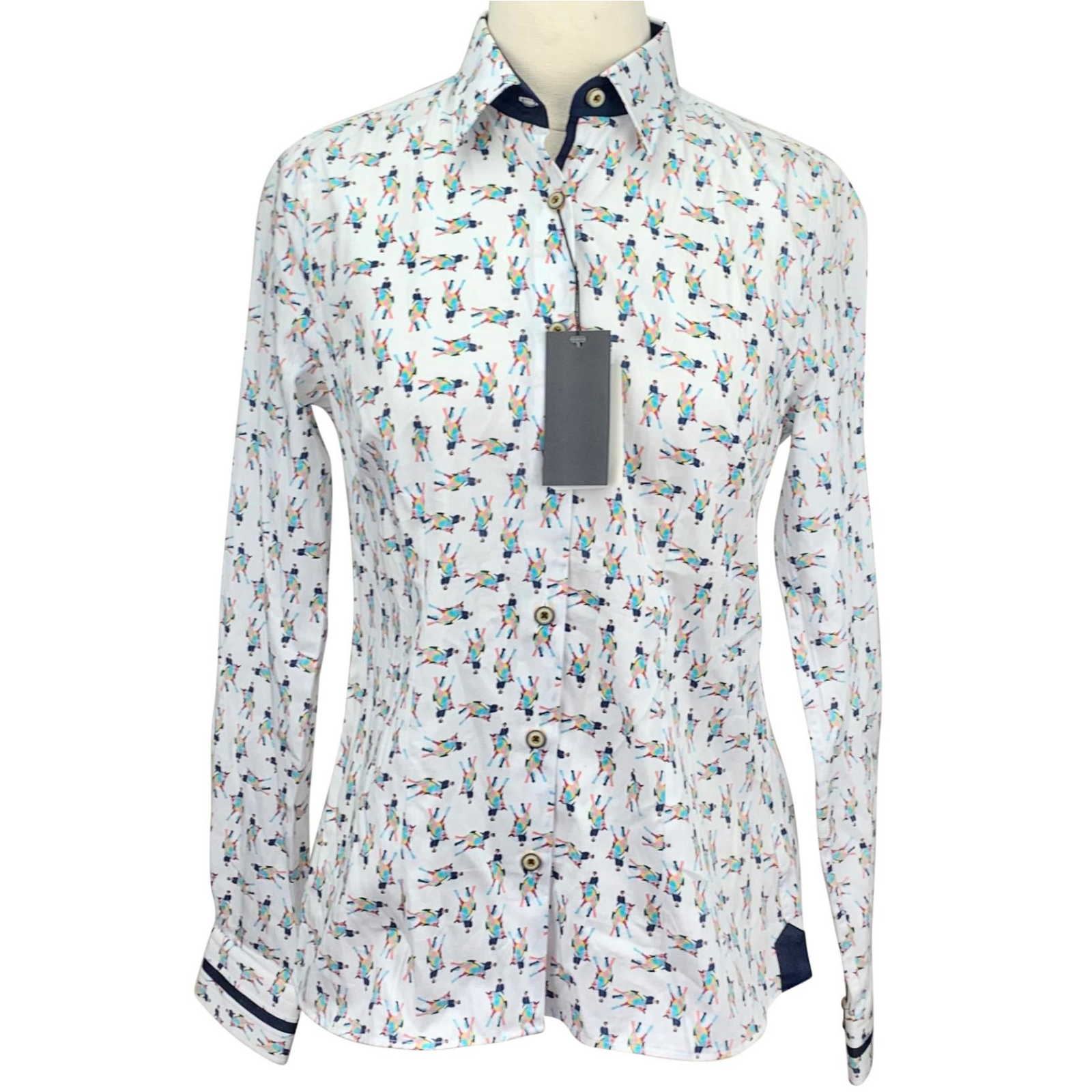 Front of Flying Changes 'Barbara' L/S Shirt in White Dressage Horses