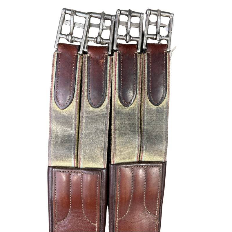 Fancy Stitched Leather Girth in Brown