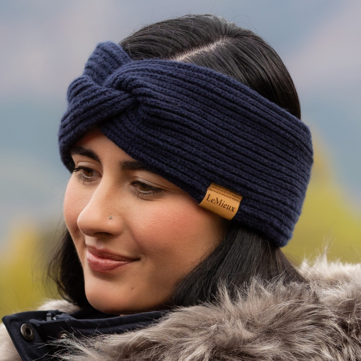LeMieux 'Clara' Rib Knot Headband in Navy
