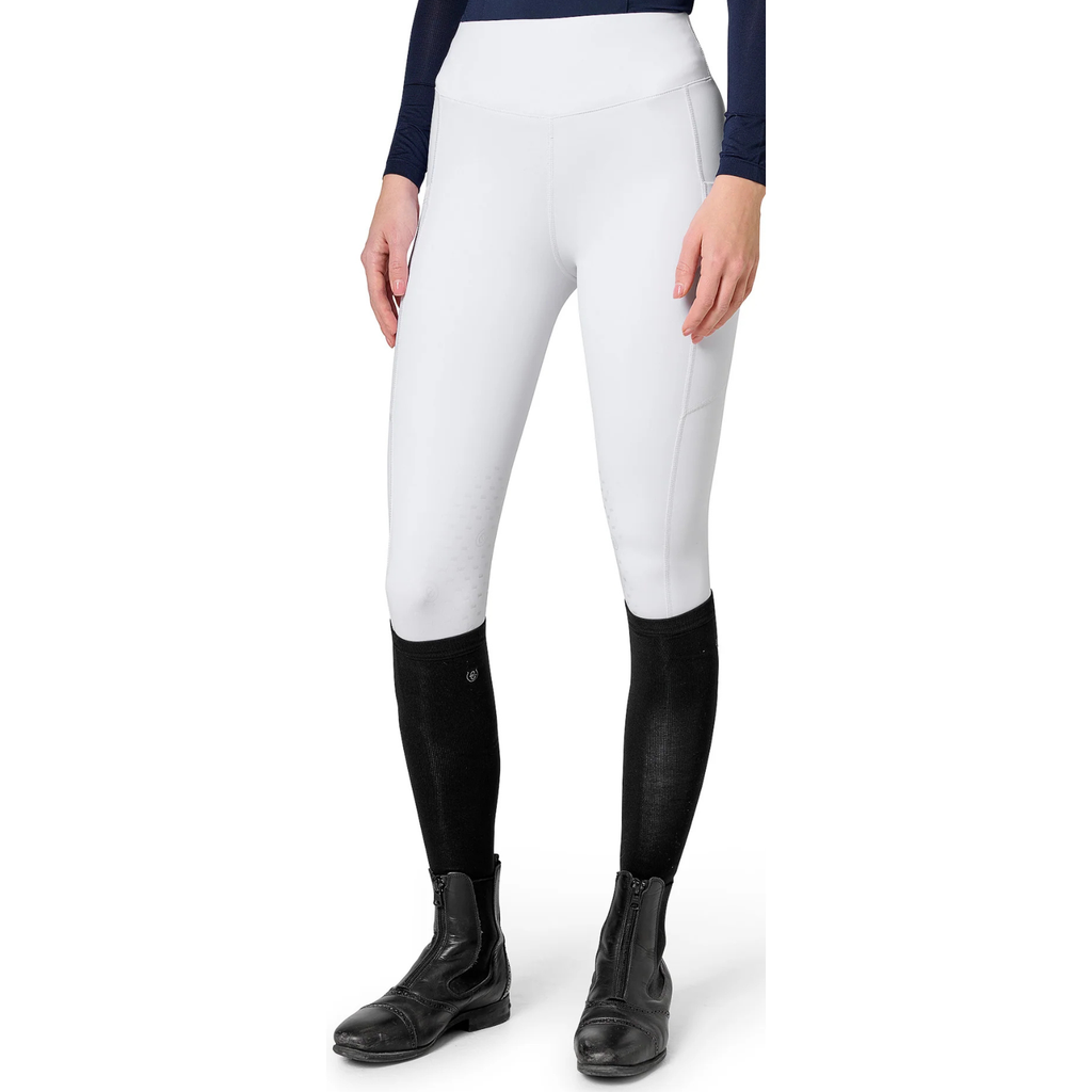 Equestrian Stockholm 'Jump Movement' Knee Patch Riding Tights in White - Women's Medium