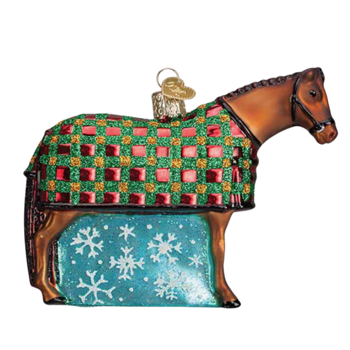 Kelly &amp; Co. Glass Ornament in Horse in Blanket