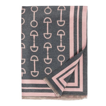 Equestrian Bit Shawl in Grey/Pink