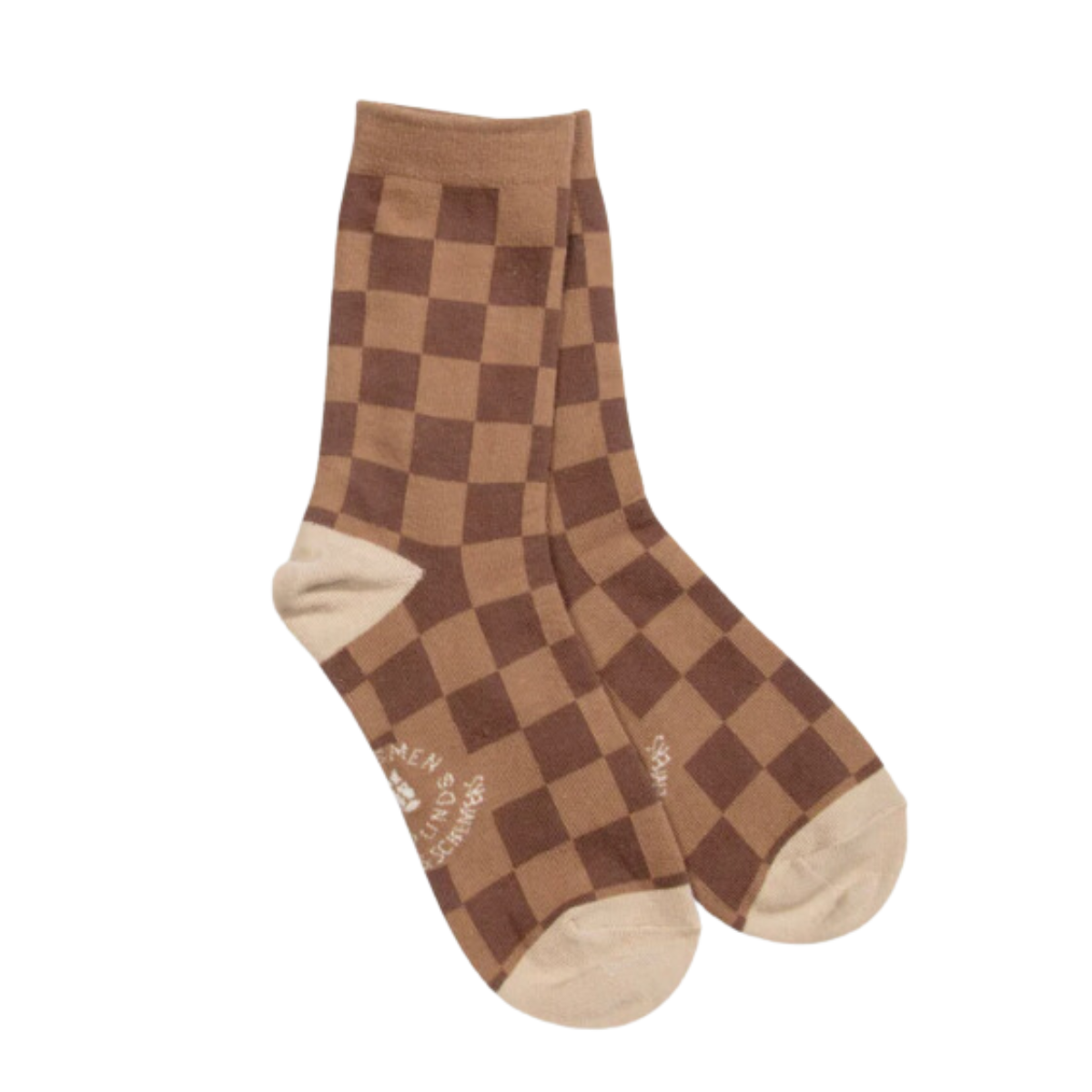 Huntsmen & Hounds Check This Crew Socks in Brown/Tan - Women's 5-10