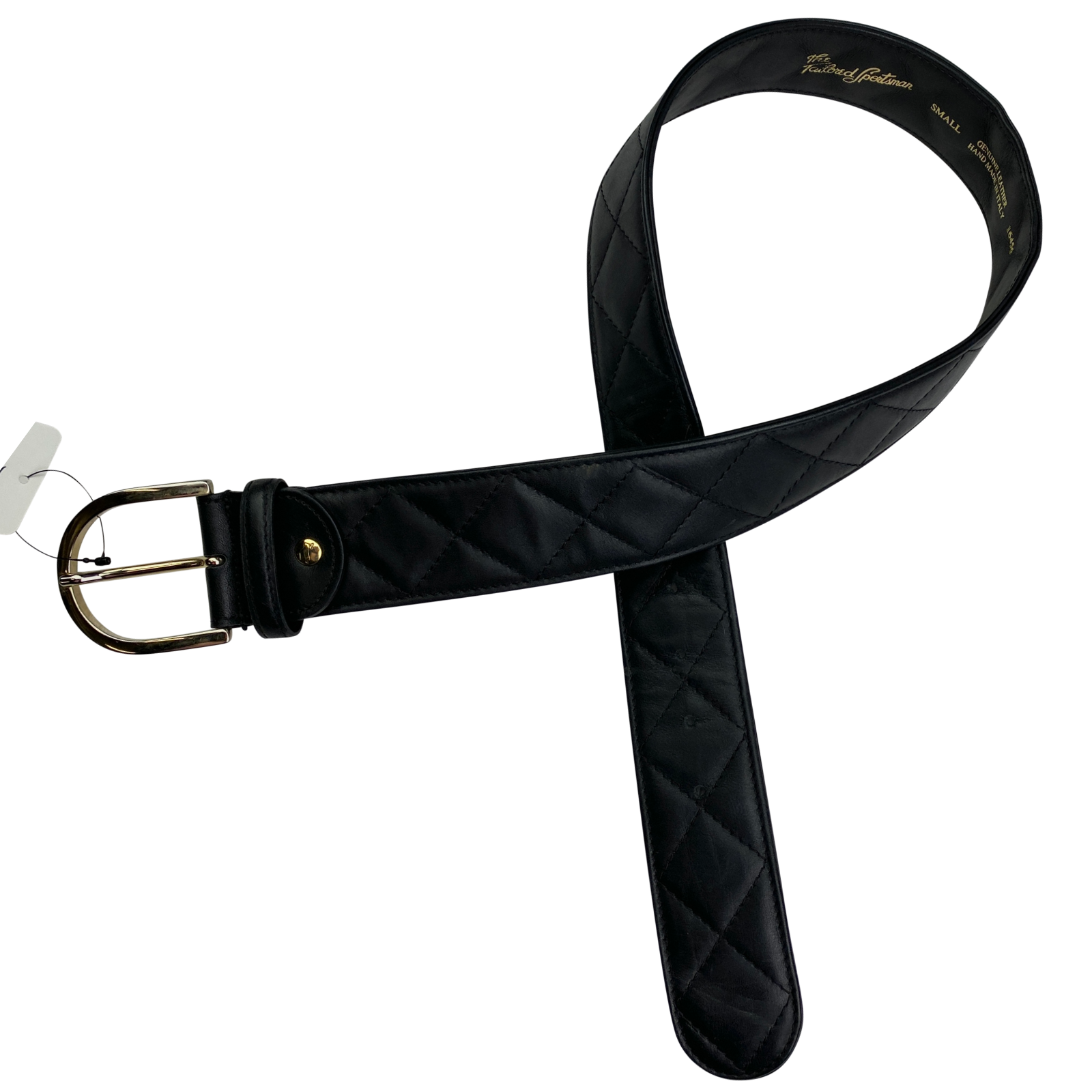 Tailored Sportsman Quilted Leather Belt in Black