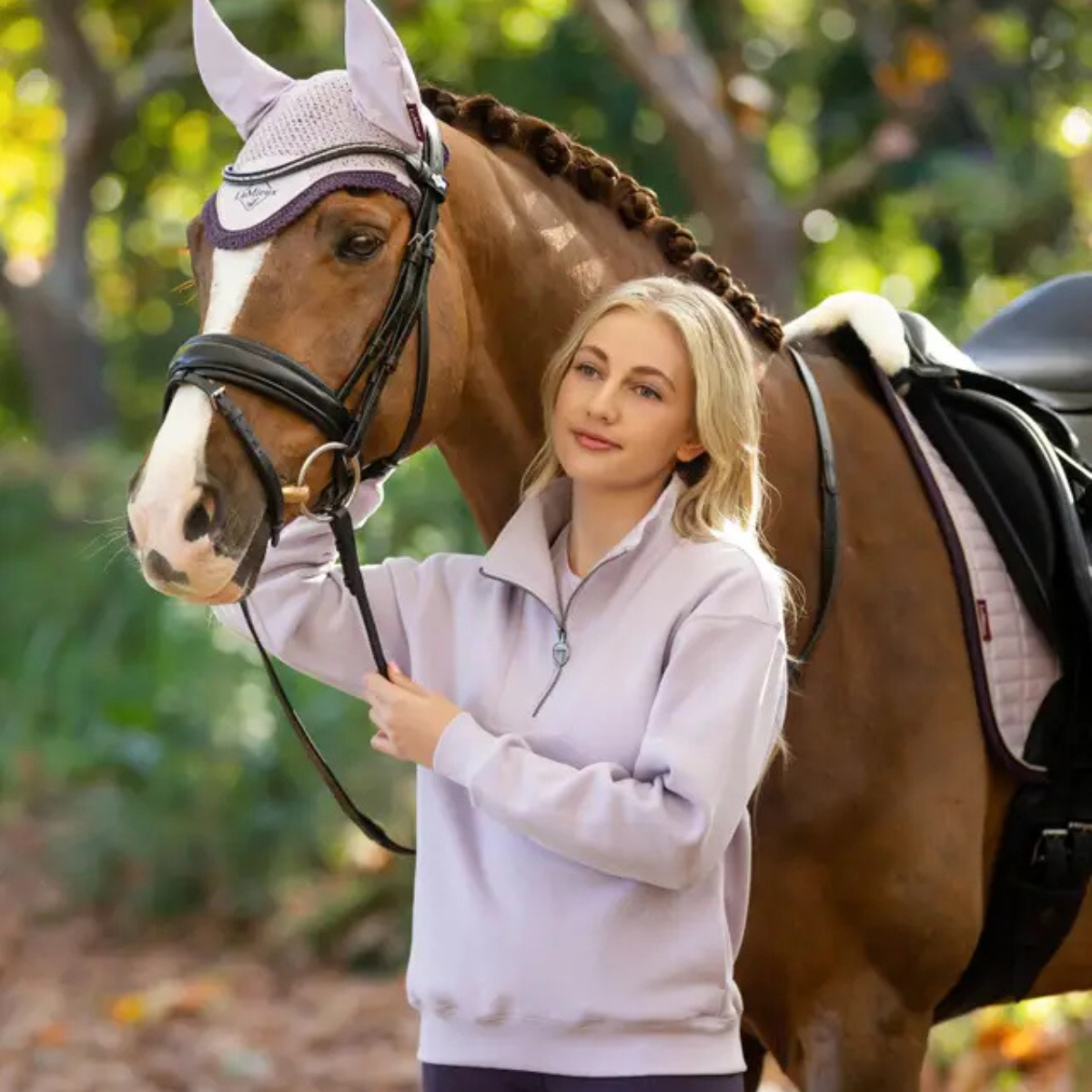 LeMieux 'Keira' Quarter Zip Sweater in Lilac