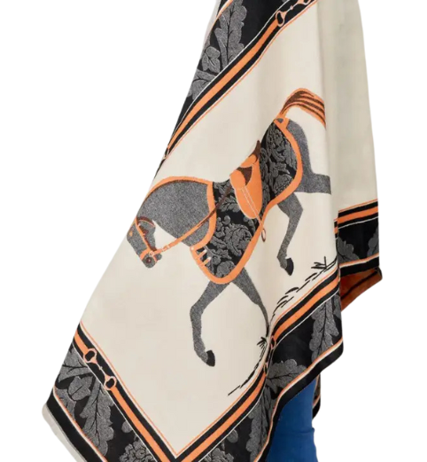 Awst Int'l Acrylic Cashmere Scarf in Black Baroque Horses
