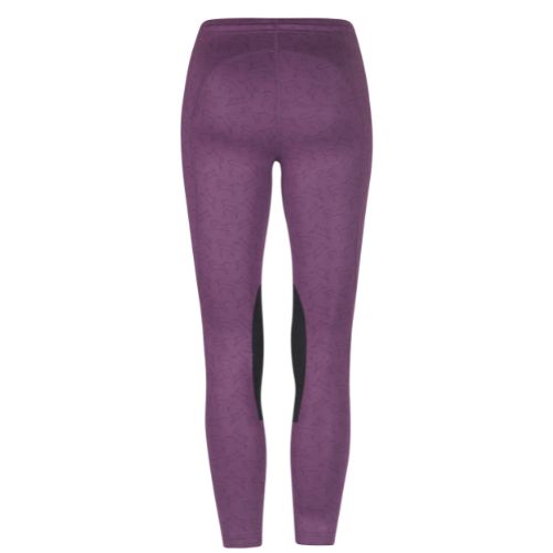 Back of Kerrits Knee Patch Performance Tights in Magenta Winter Whinnies - Children's XL