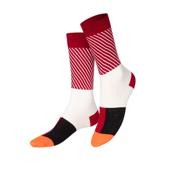 Tuna Maki socks on model in full view.