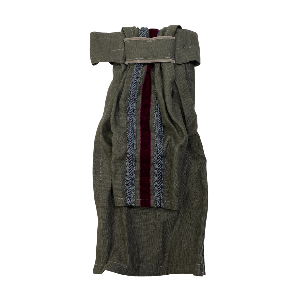 Equus Couture Stock Tie in Olive Linen Burgundy Velvet