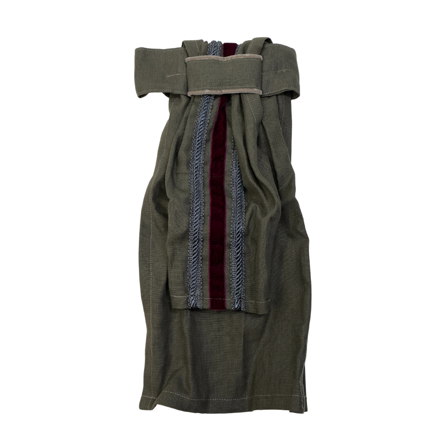 Equus Couture Stock Tie in Olive Linen Burgundy Velvet