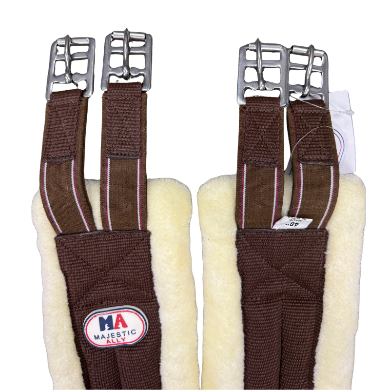 Majestic Ally Mink Fleece Padded Girth in Brown