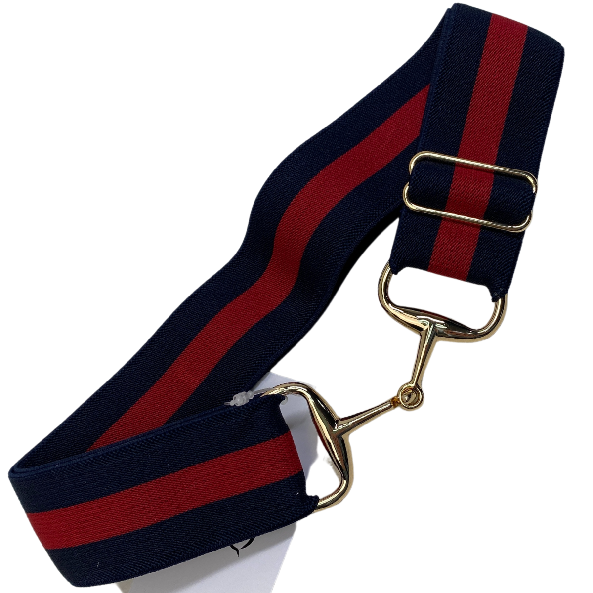 Ellany 1.5" Silver Snaffle Belt in Navy/Red - One Size