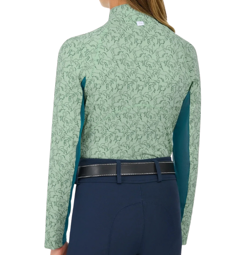 RJ Classics 'Libby Jr.' 1/4 Zip Shirt in Green Paddock Play