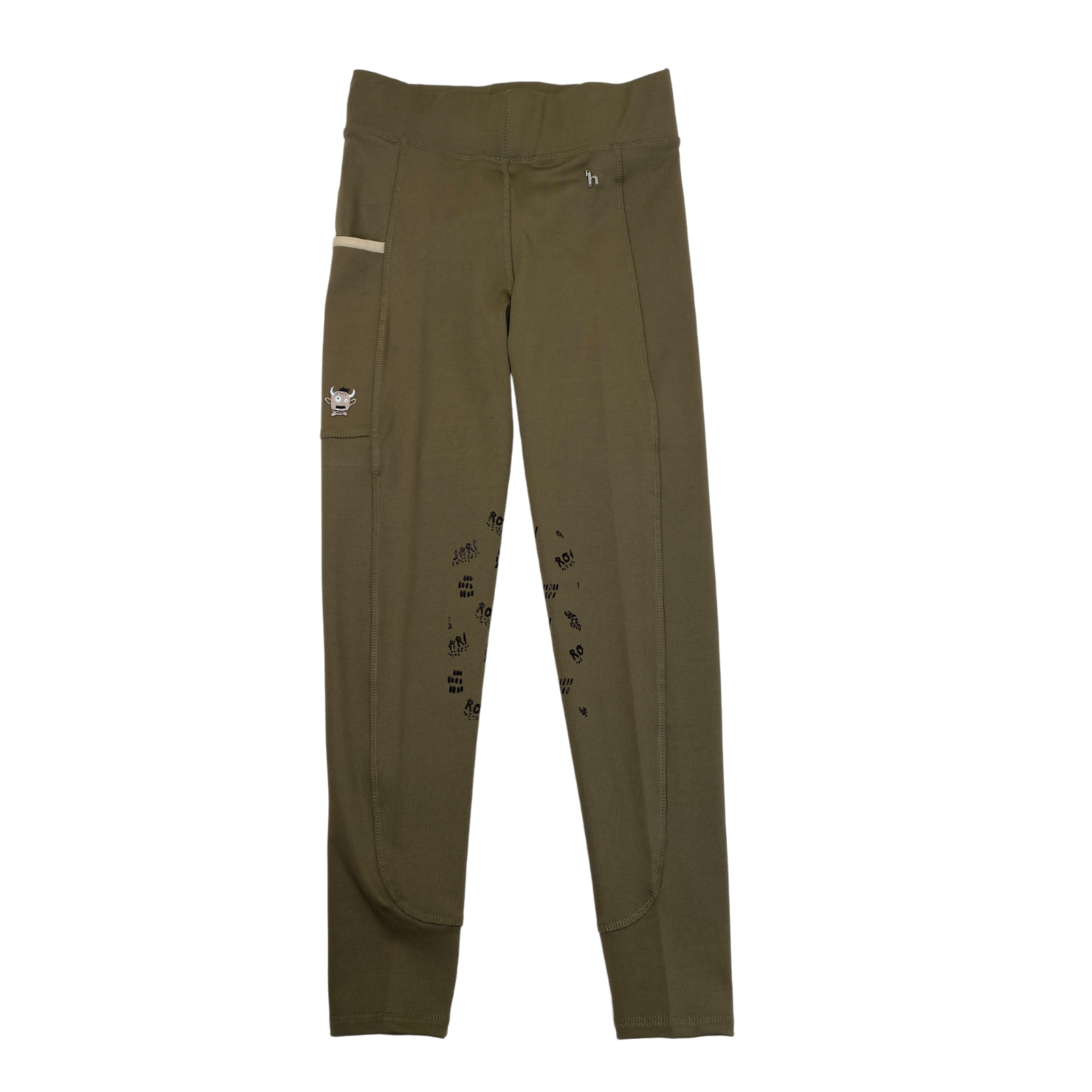 Horze Monster Knee Patch Tight in Khaki Green