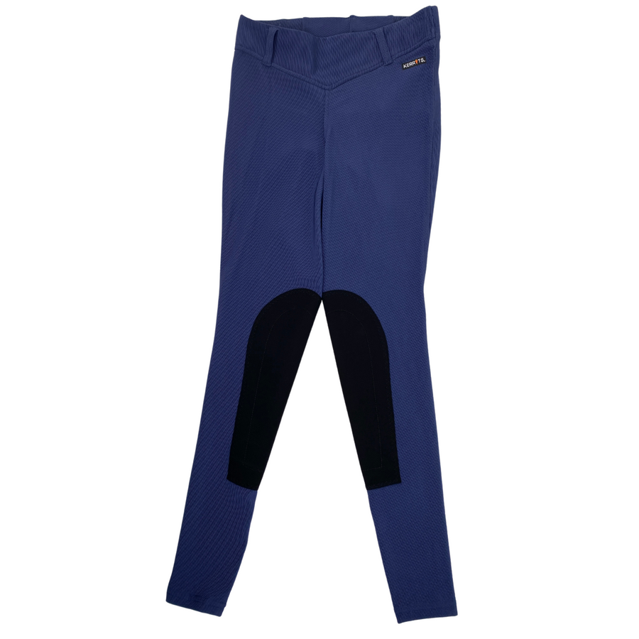 Kerrits Microcord Knee Patch Tights in Cerulean/Black - Women's Small