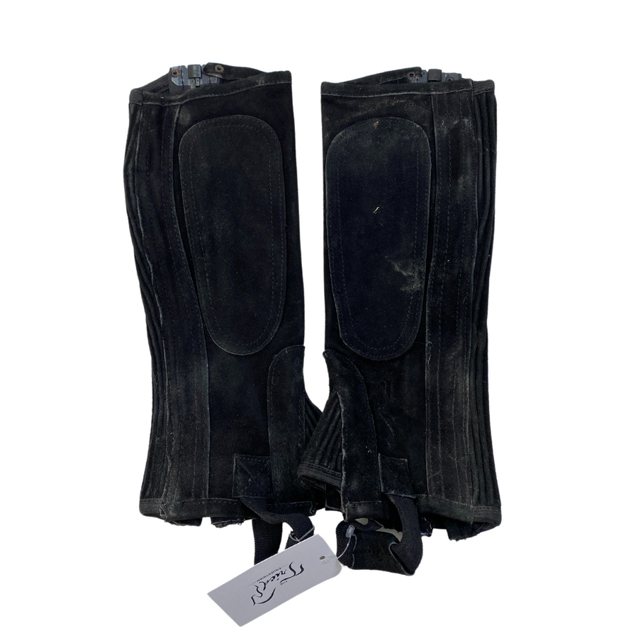 Inside of Perri's Suede Zipper Half Chaps in Black