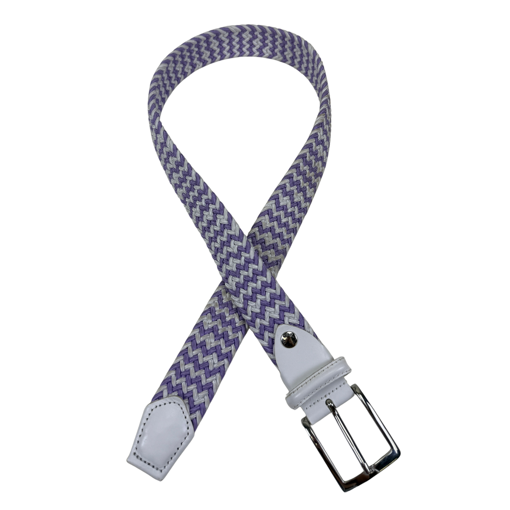 Fresco Golf 'Stretch' Belt in White/Purple